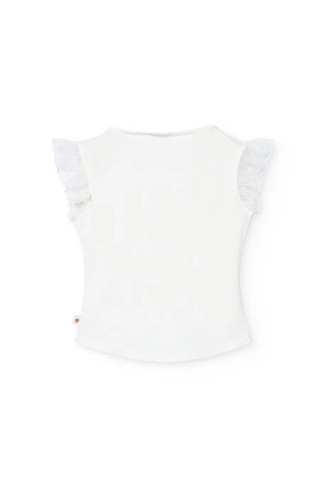 Camiseta de punto para niña en blanco con diseño de flores