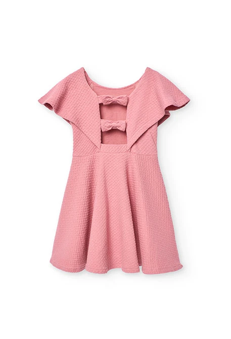 Vestido de punto para niña en color rosa