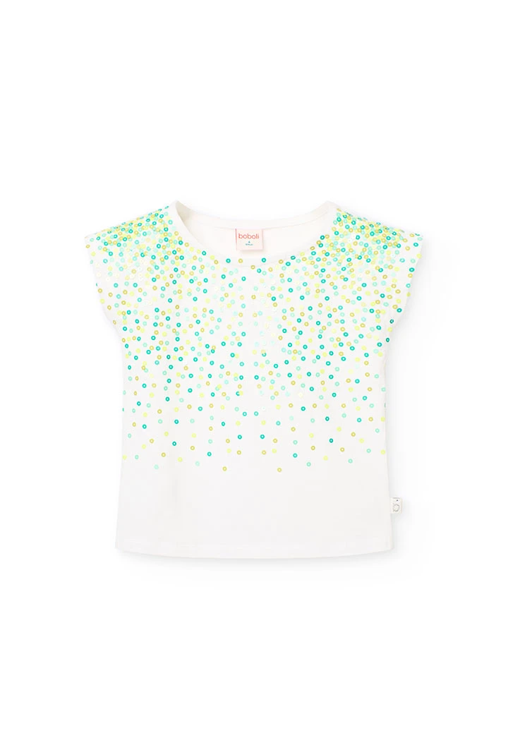 T-shirt de malha para menina com estampado em várias cores