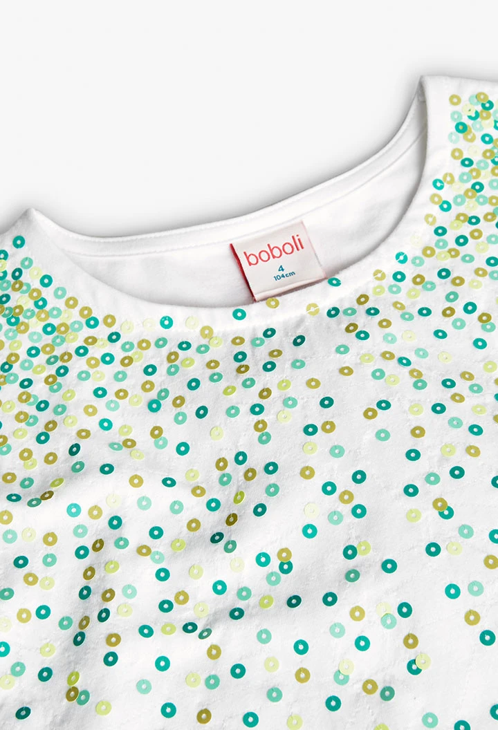 T-shirt de malha para menina com estampado em várias cores