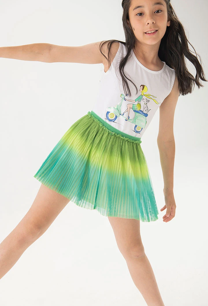 Canottiera a maglia per bambina di colore bianco.