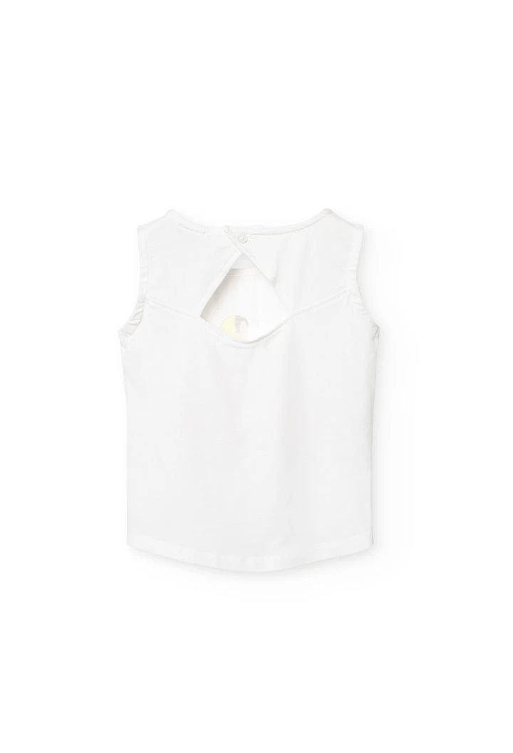 Canottiera a maglia per bambina di colore bianco.