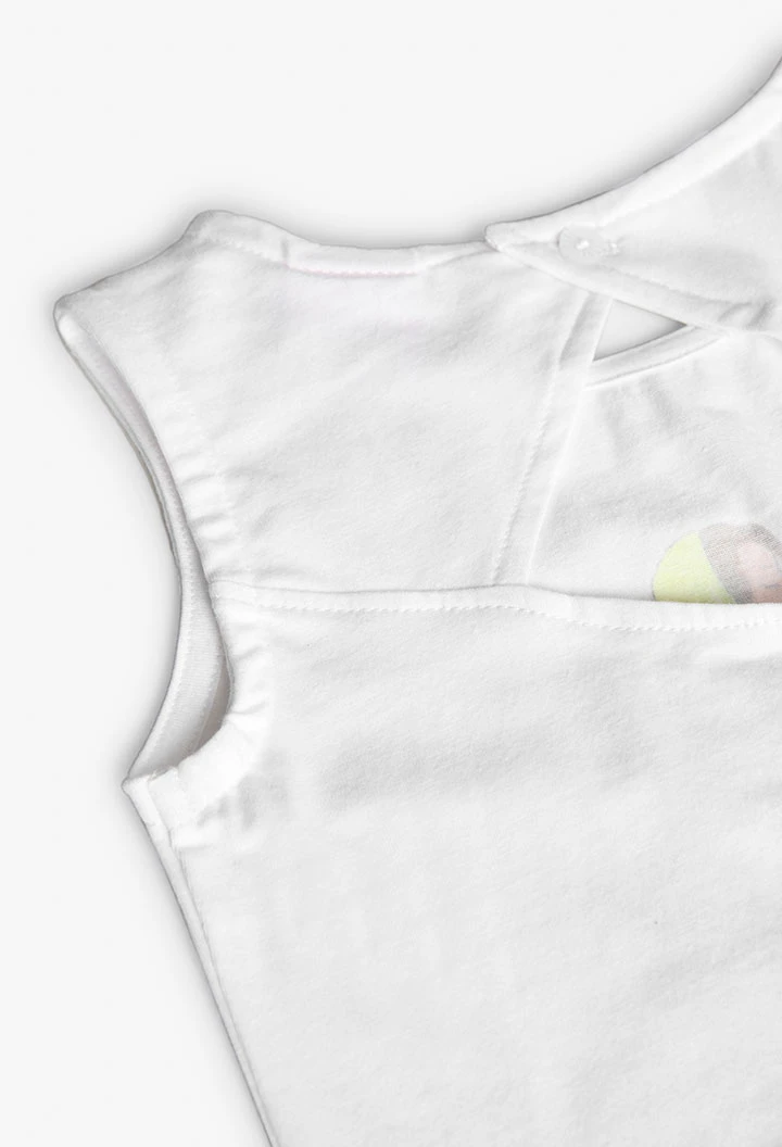 Canottiera a maglia per bambina di colore bianco.