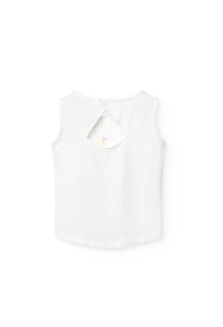 Camiseta de tirante de punto para niña en color blanco