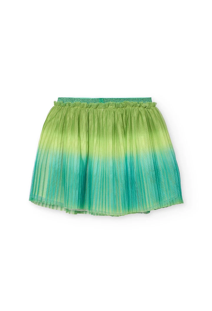 Saia de tule plissada para menina na cor verde