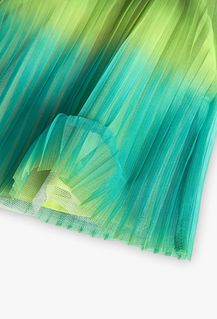 Jupe en tulle plissé pour fille de couleur verte