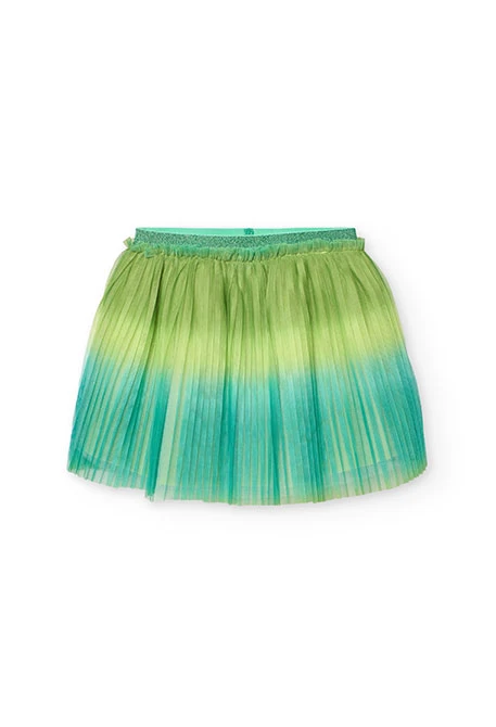 Gonna in tulle plissettato per bambina di colore verde