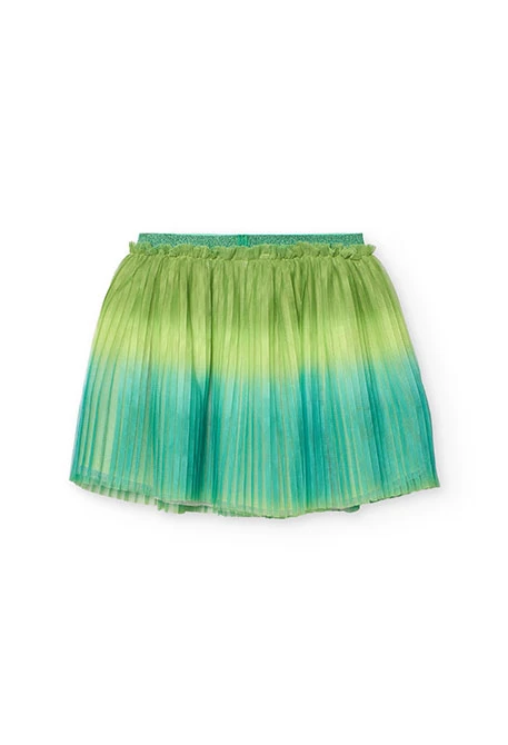 Gonna in tulle plissettato per bambina di colore verde