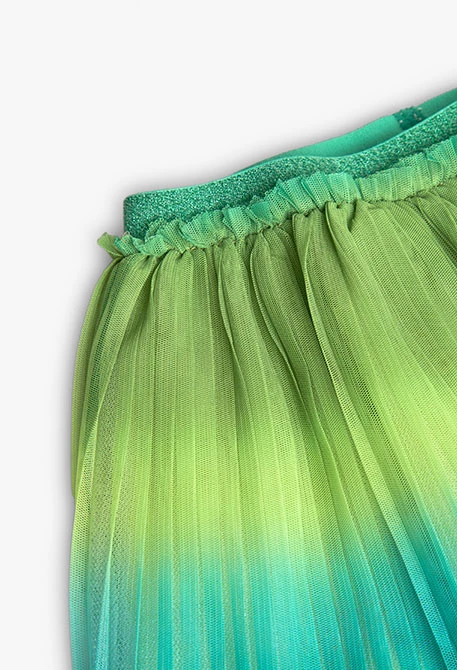Gonna in tulle plissettato per bambina di colore verde