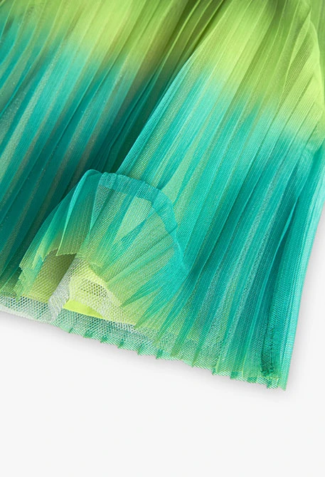 Gonna in tulle plissettato per bambina di colore verde