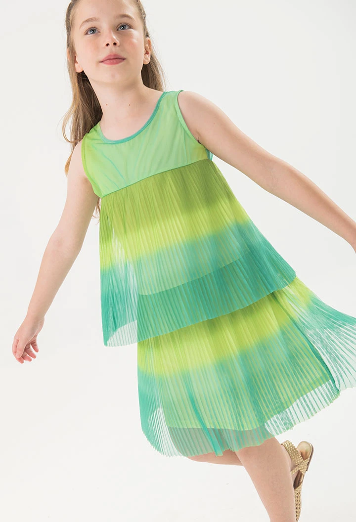 Robe en tulle pour fille de couleur verte