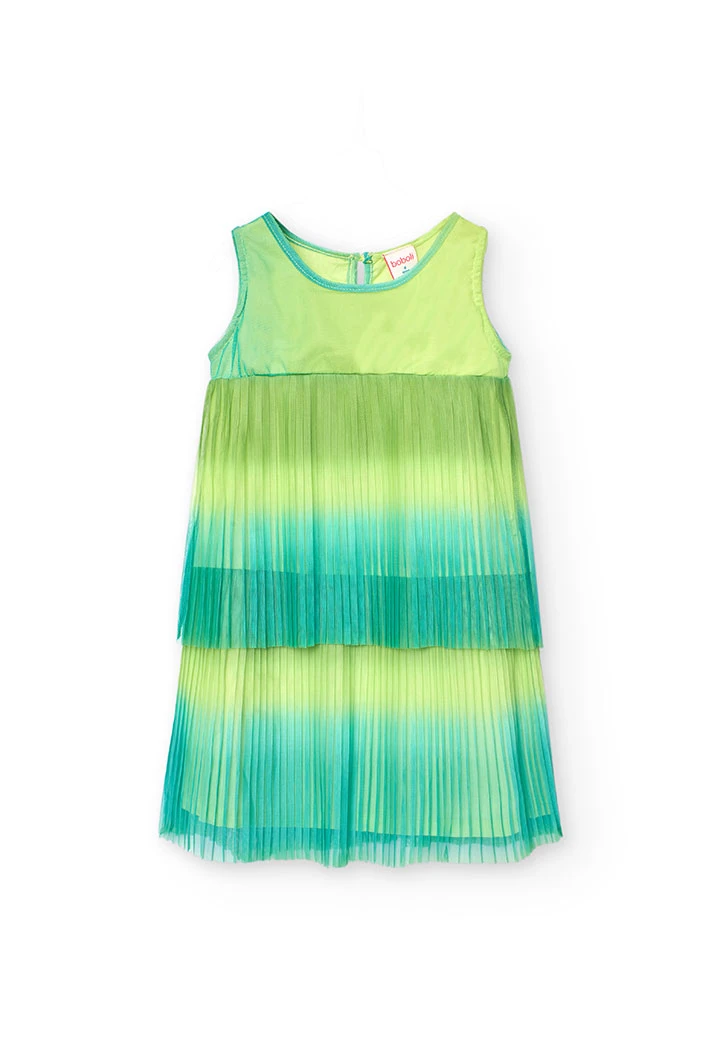 Robe en tulle pour fille de couleur verte