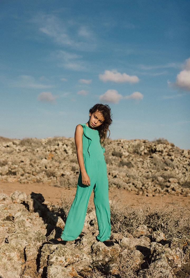 Crepe-Jumpsuit für Mädchen in Grün.