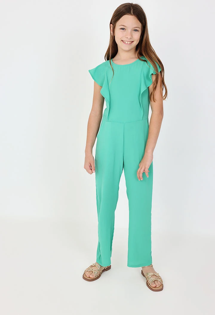 Crepe-Jumpsuit für Mädchen in Grün.
