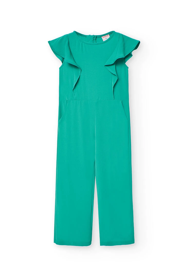 Crepe-Jumpsuit für Mädchen in Grün.