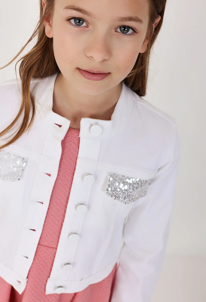 Girls white stretch twill jacket