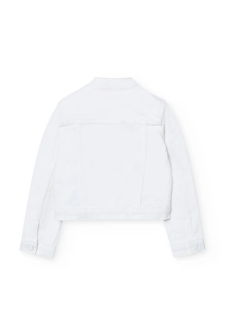Veste en sergé extensible pour fille en couleur blanche