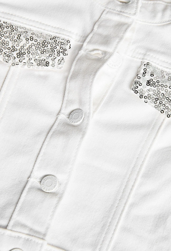 Veste en sergé extensible pour fille en couleur blanche