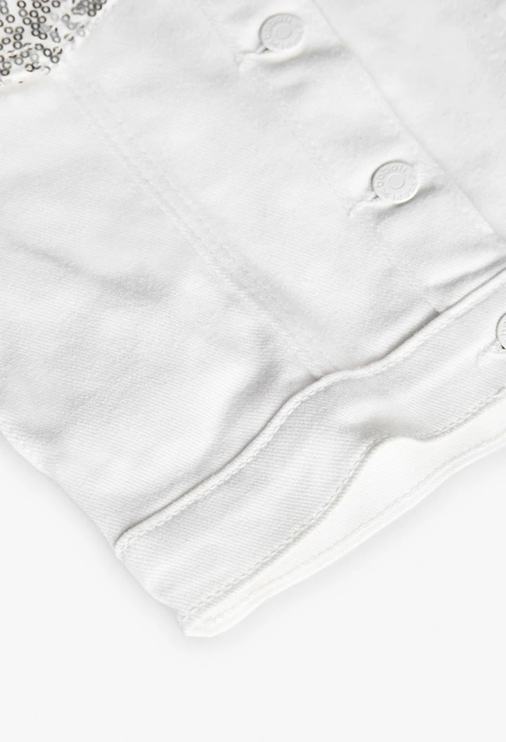 Veste en sergé extensible pour fille en couleur blanche
