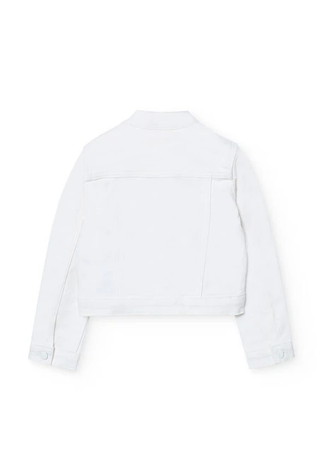 Elastische Twill-Jacke für Mädchen in Weiß