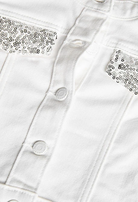 Elastische Twill-Jacke für Mädchen in Weiß