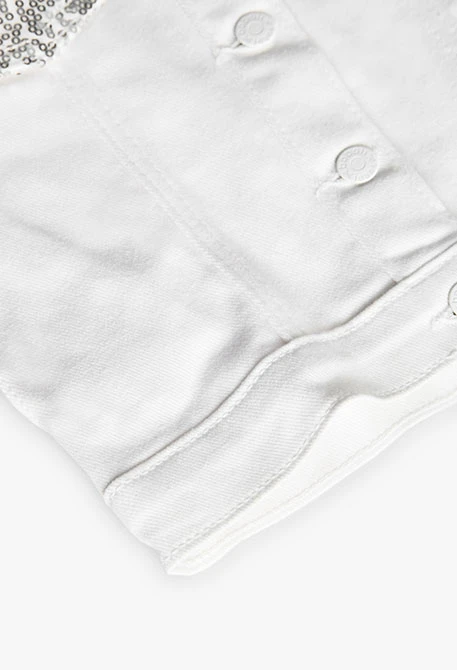 Cazadora de sarga elástica para niña en color blanco