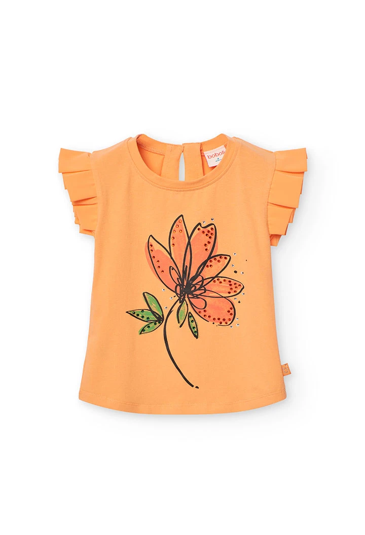 Camiseta de punto para niña en color naranja