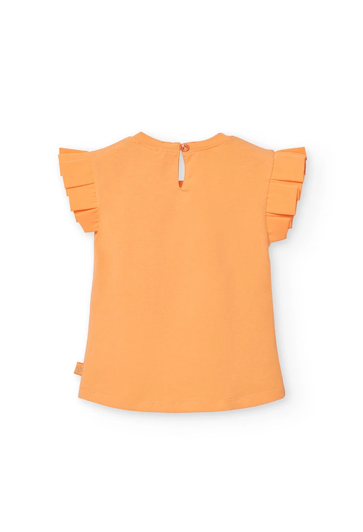 Camiseta de punto para niña en color naranja