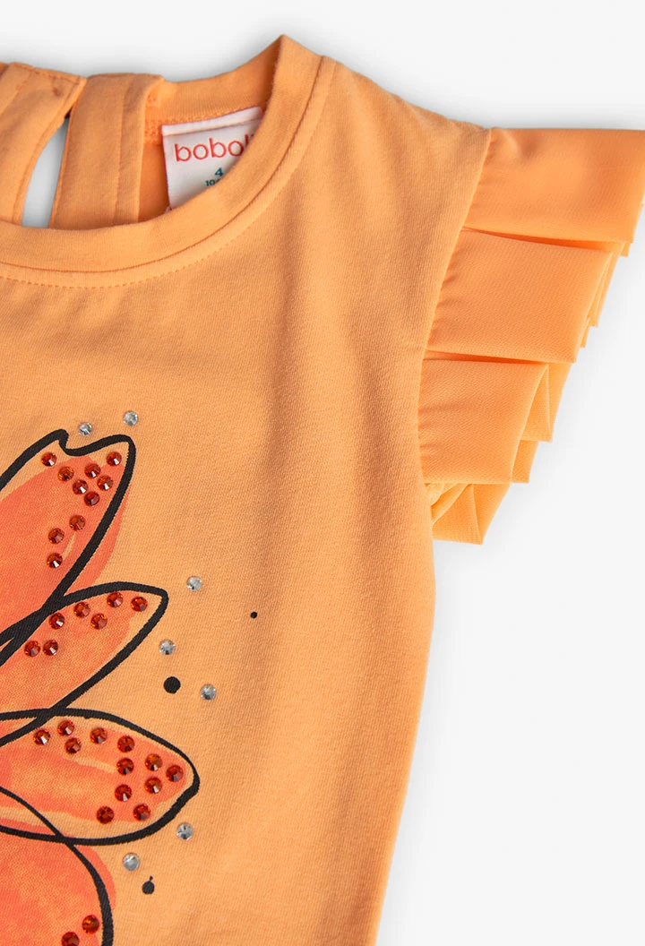 Camiseta de punto para niña en color naranja