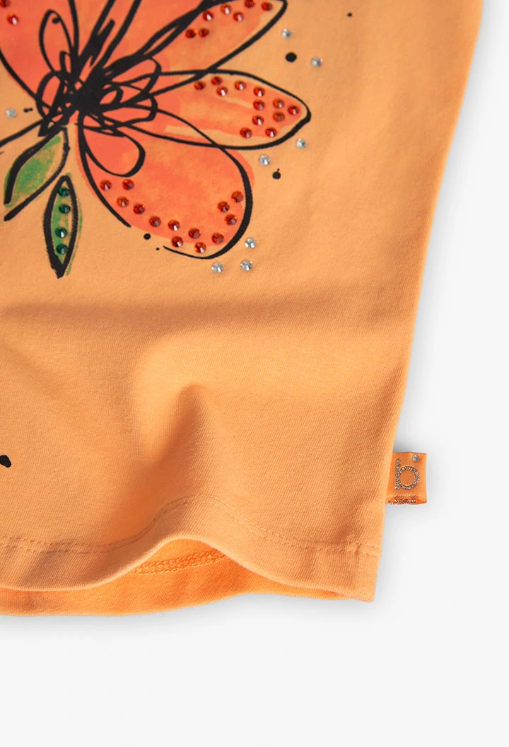 Camiseta de punto para niña en color naranja