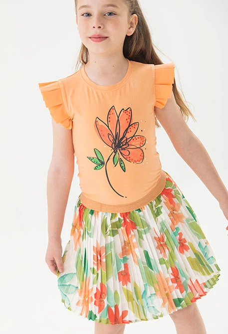 Maglietta a maglia per bambina di colore arancione