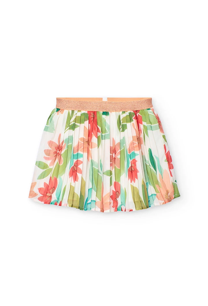 Jupe plissée en mousseline pour fille avec imprimé floral