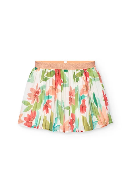 Jupe plissée en mousseline pour fille avec imprimé floral