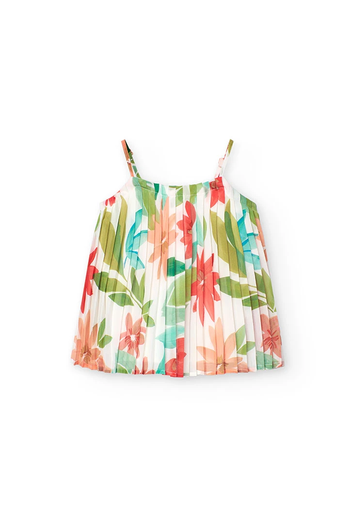 Gesmokte Chiffonbluse für Mädchen mit Blumenmuster
