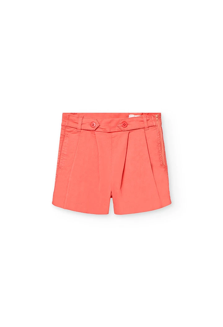 Shorts di raso da bambina di colore rosso