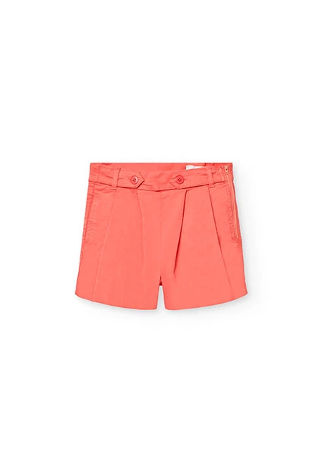 Shorts de satén para niña en color rojo