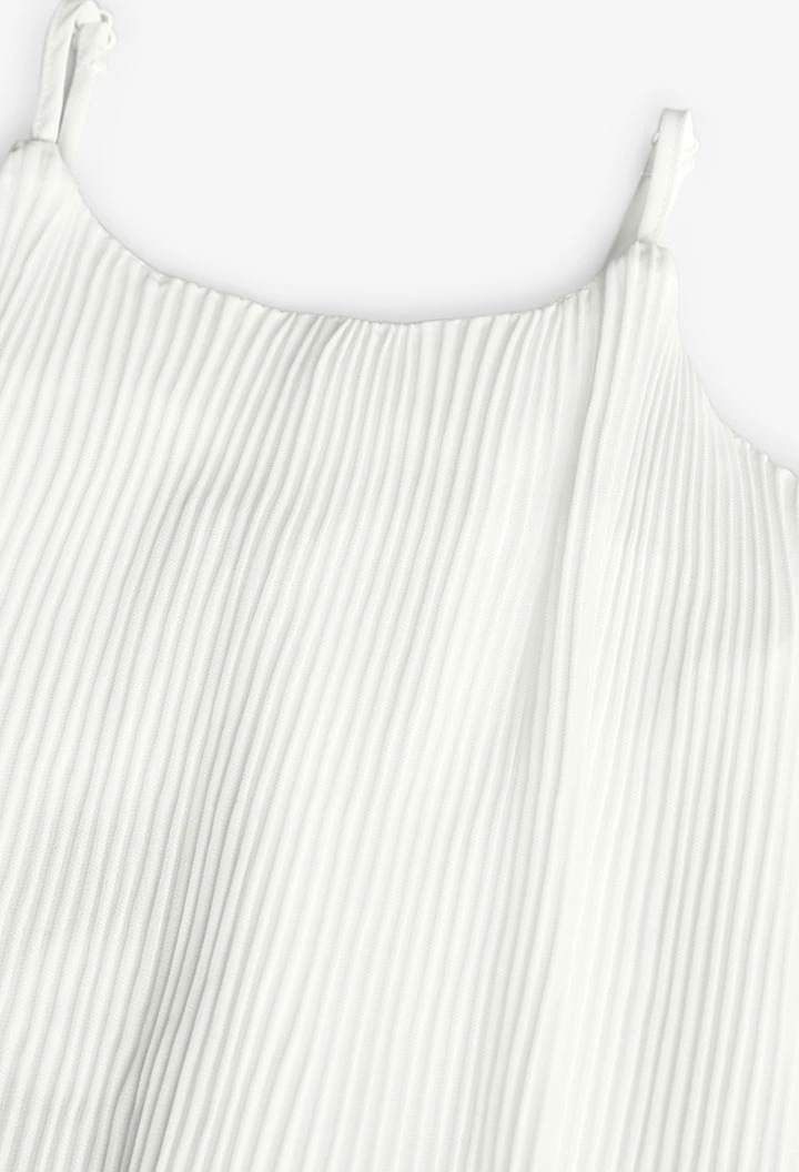 Abito in chiffon plissettato per bambina di colore bianco.