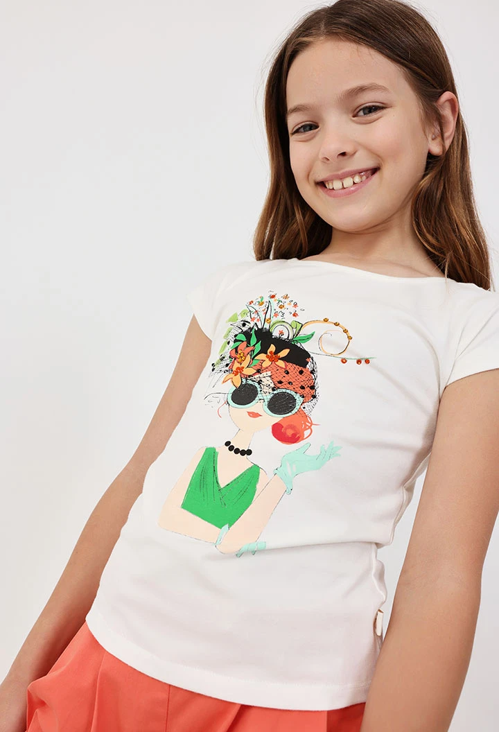 T-shirt en tricot pour fille en couleur blanche.