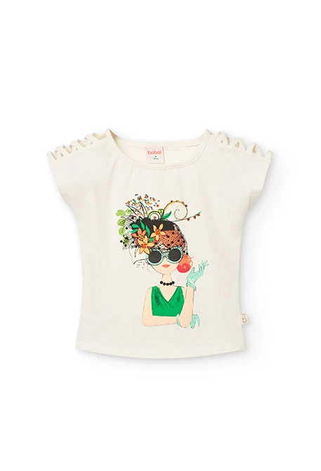 Maglietta a maglia per bambina in colore bianco