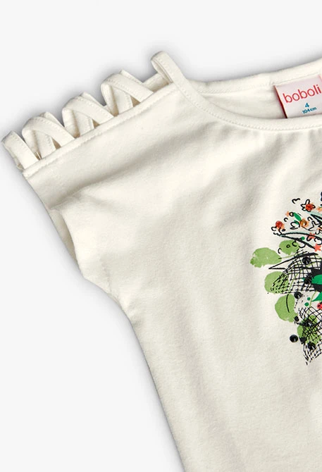Camiseta de punto para niña en color blanco
