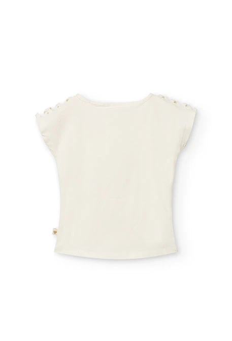 Camiseta de punto para niña en color blanco