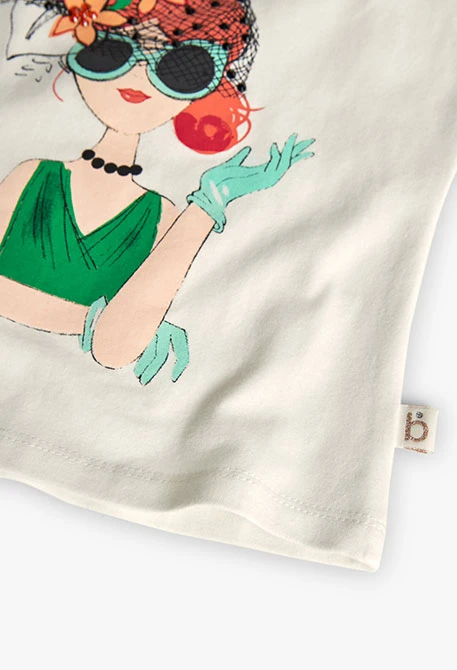 Camiseta de punto para niña en color blanco