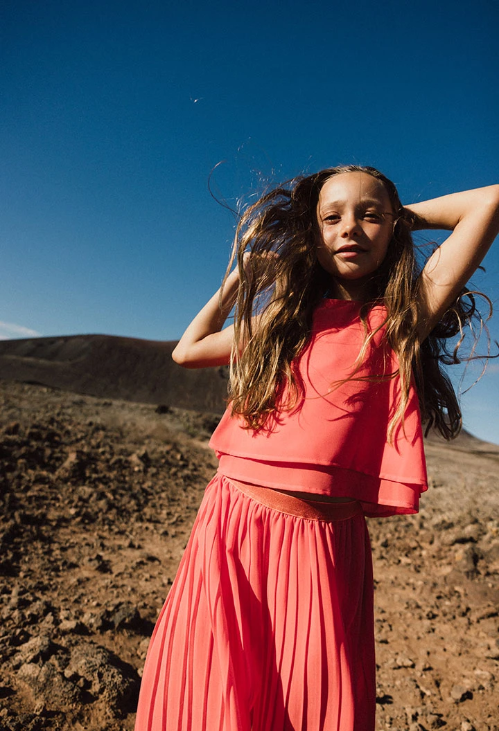 Blusa de chiffon para menina em cor vermelha
