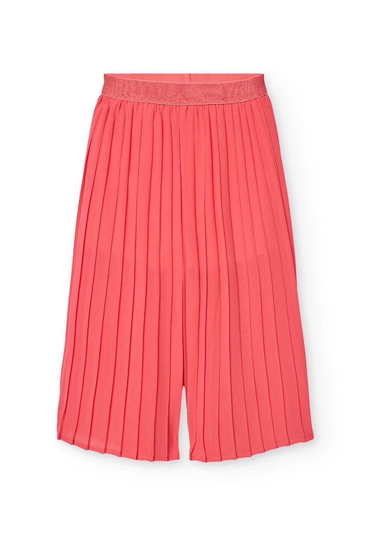 Pantalone di chiffon plissettato per bambina di colore rosso