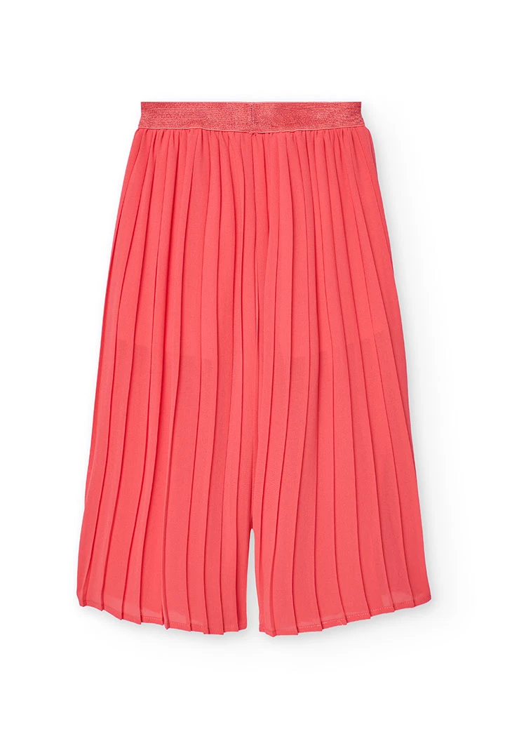 Pantalone di chiffon plissettato per bambina di colore rosso