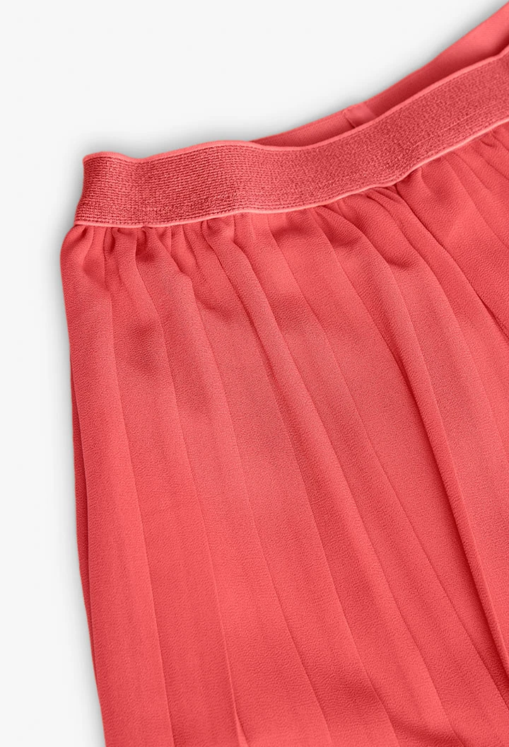 Pantalone di chiffon plissettato per bambina di colore rosso