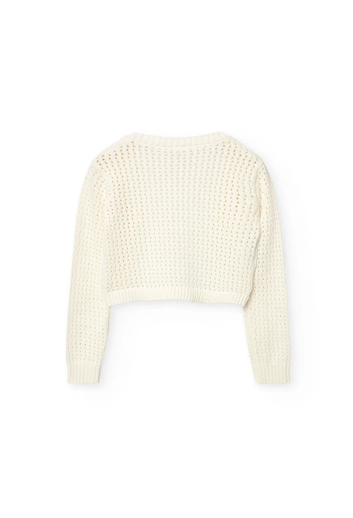 Knitted jacket for girl in white colour