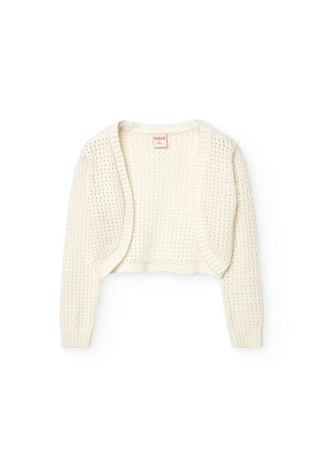 Knitted jacket for girl in white colour