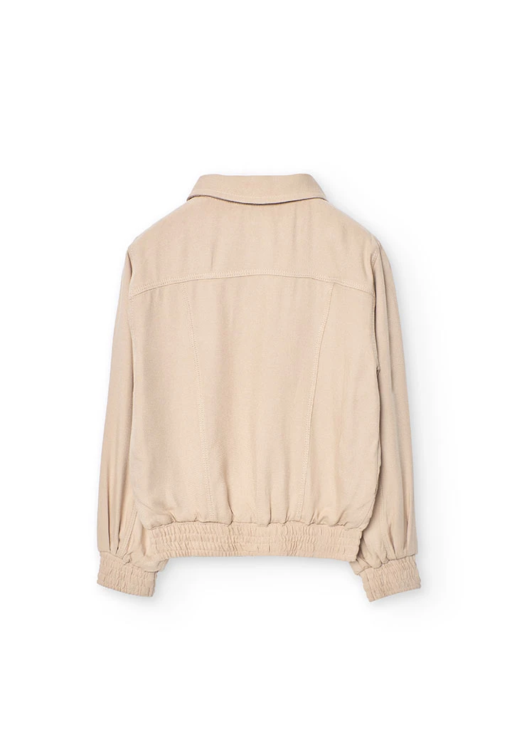 Girls viscose twill jacket in beige colour