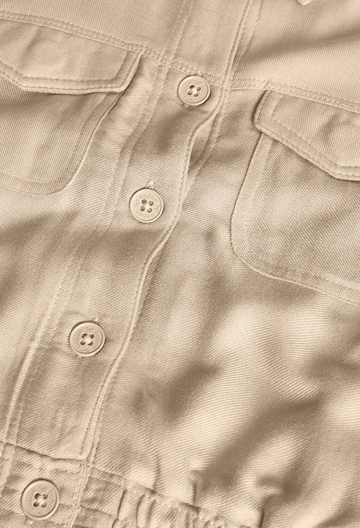 Girls viscose twill jacket in beige colour